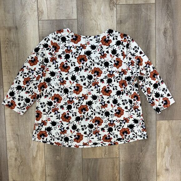 Liz Claiborne Career Womens Floral Blouse Size 2X Stretch Lightweight Office - Picture 6 of 10